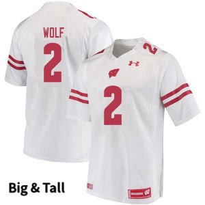 Men's Wisconsin Badgers NCAA #2 Chase Wolf White Authentic Under Armour Big & Tall Stitched College Football Jersey GS31M85ZE